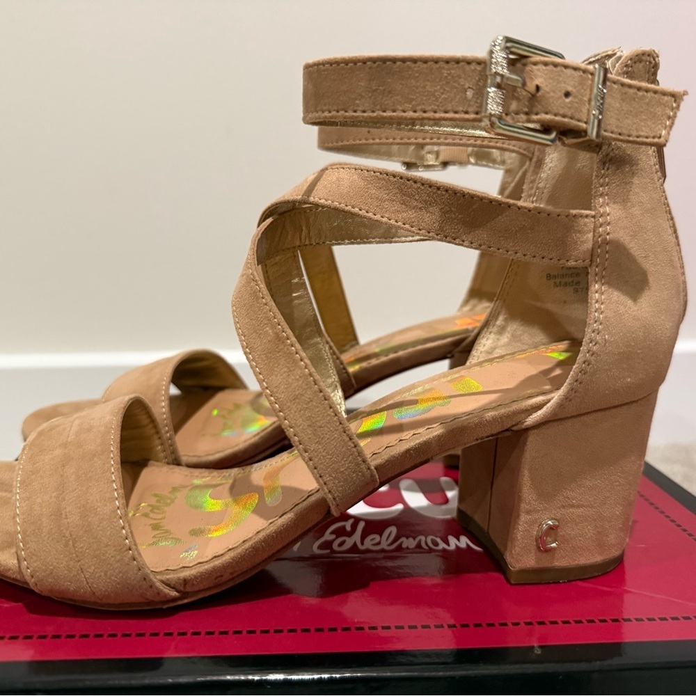 Circus by Sam Edelman Tan Suede Strappy Heeled Sandals - Picture 5 of 8